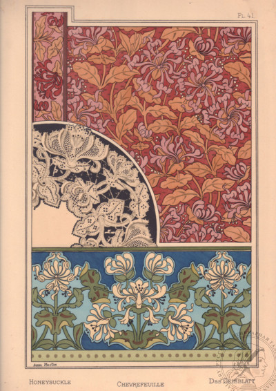 Литография «Жимолость» (An Oak.  Chène. Die Eiche) художник Эжен Самюэль Грассе