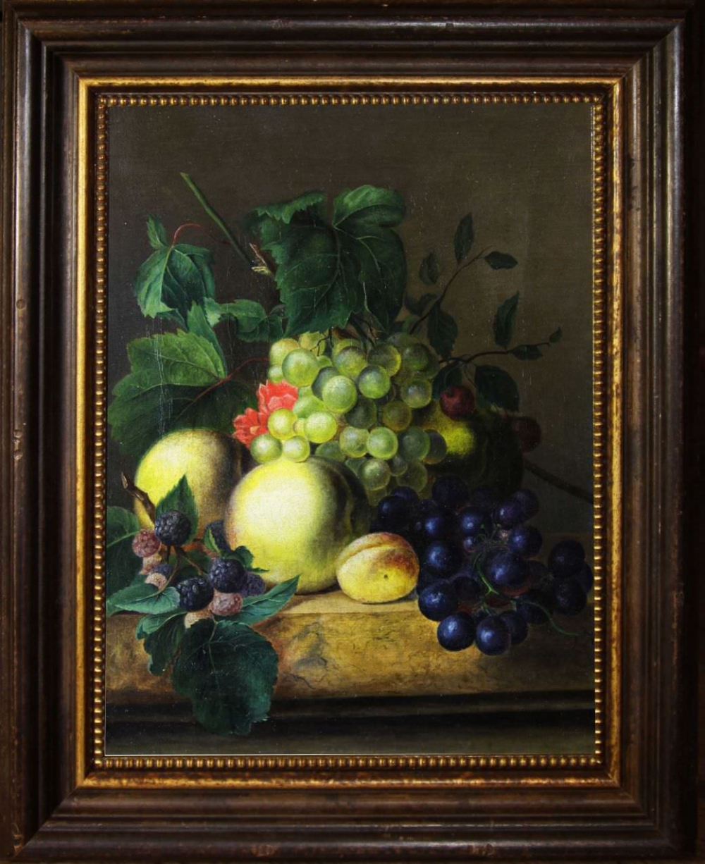 Старинный натюрморт «Виноград и фрукты»