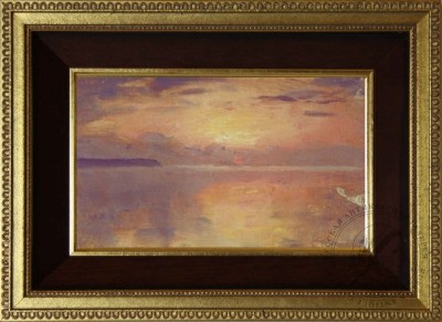 Старинная картина «Розовый закат» 1910 года