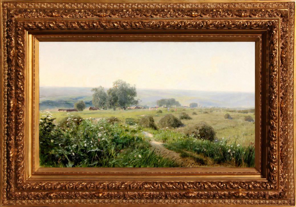 Старинная картина «Летний пейзаж» 1893 год