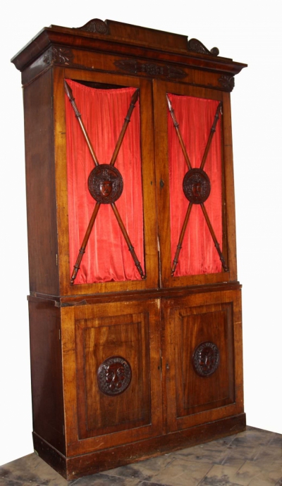 Шкаф книжный библиотечный красного дерева в стиле ампир