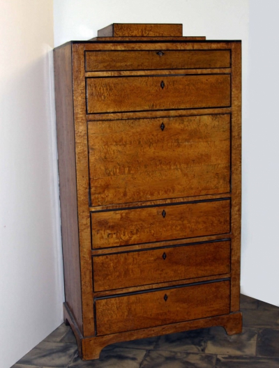 Секретер карельской березы с жилами черного дерева в стиле Ампир