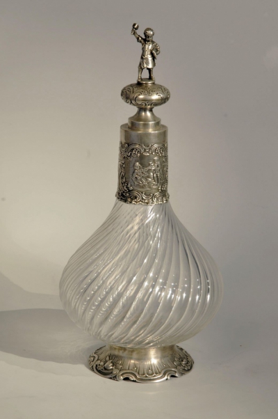 Графин старинный. Витое стекло с серебром