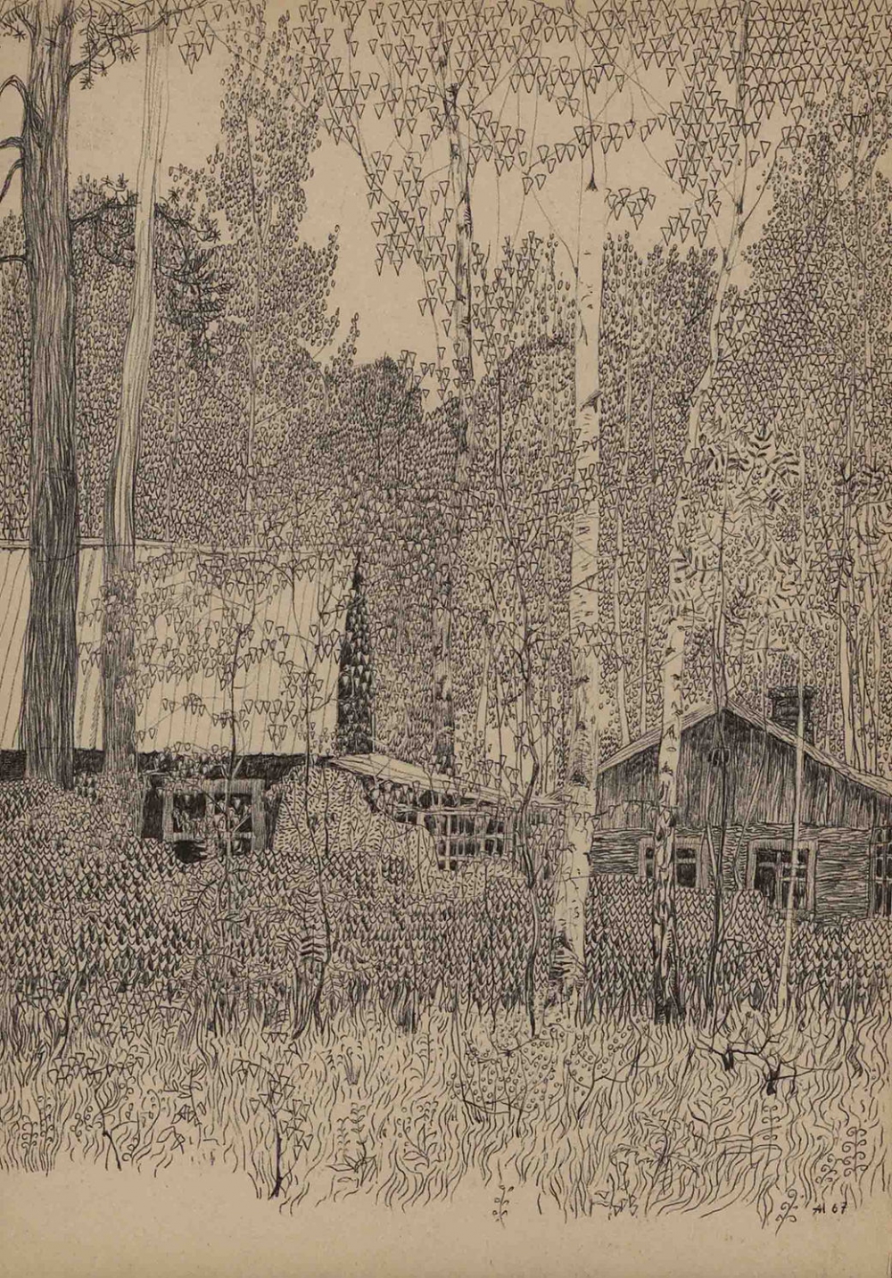 Рисунок «Деревня в лесу»