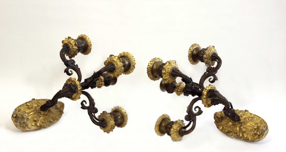 Бра парные бронзовые в неоготическом стиле