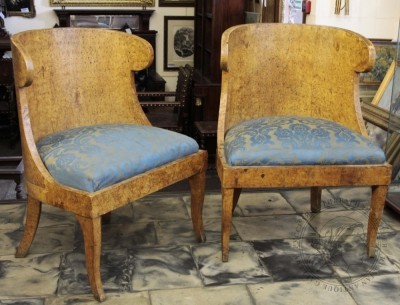 Кресла бочёнки карельской берёзы в стиле Ампир (пара)