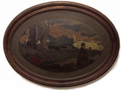 Старинная картина в овальной раме в духе Русского модерна