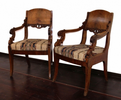 Кресла красного дерева в стиле Ампир (пара)