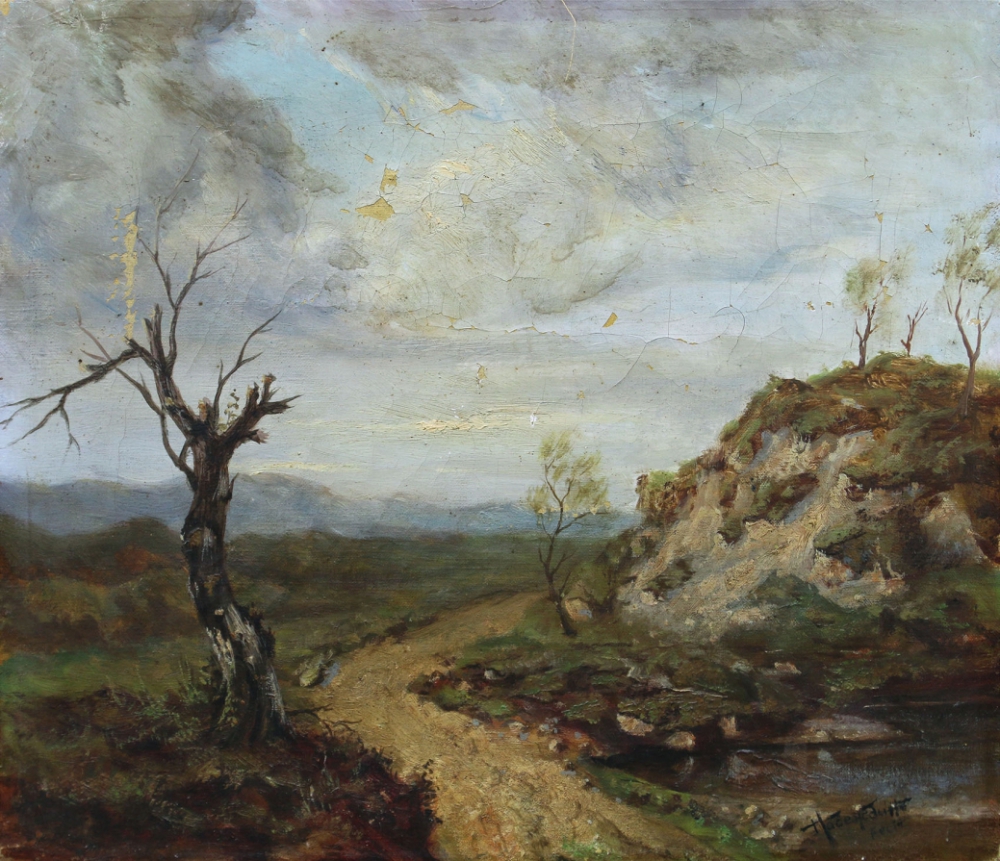 Картина «Пейзаж с деревом на обочине дороги»