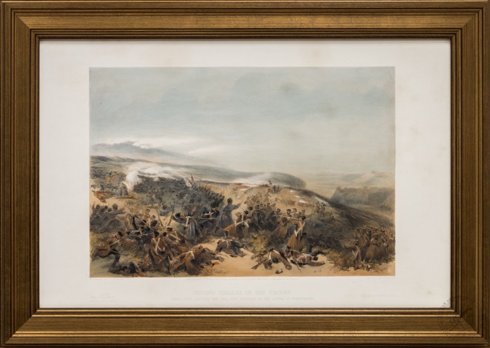 Литография «Вторая атака гвардейцев при переброске артиллерийской батареи битвы при Инкермане»