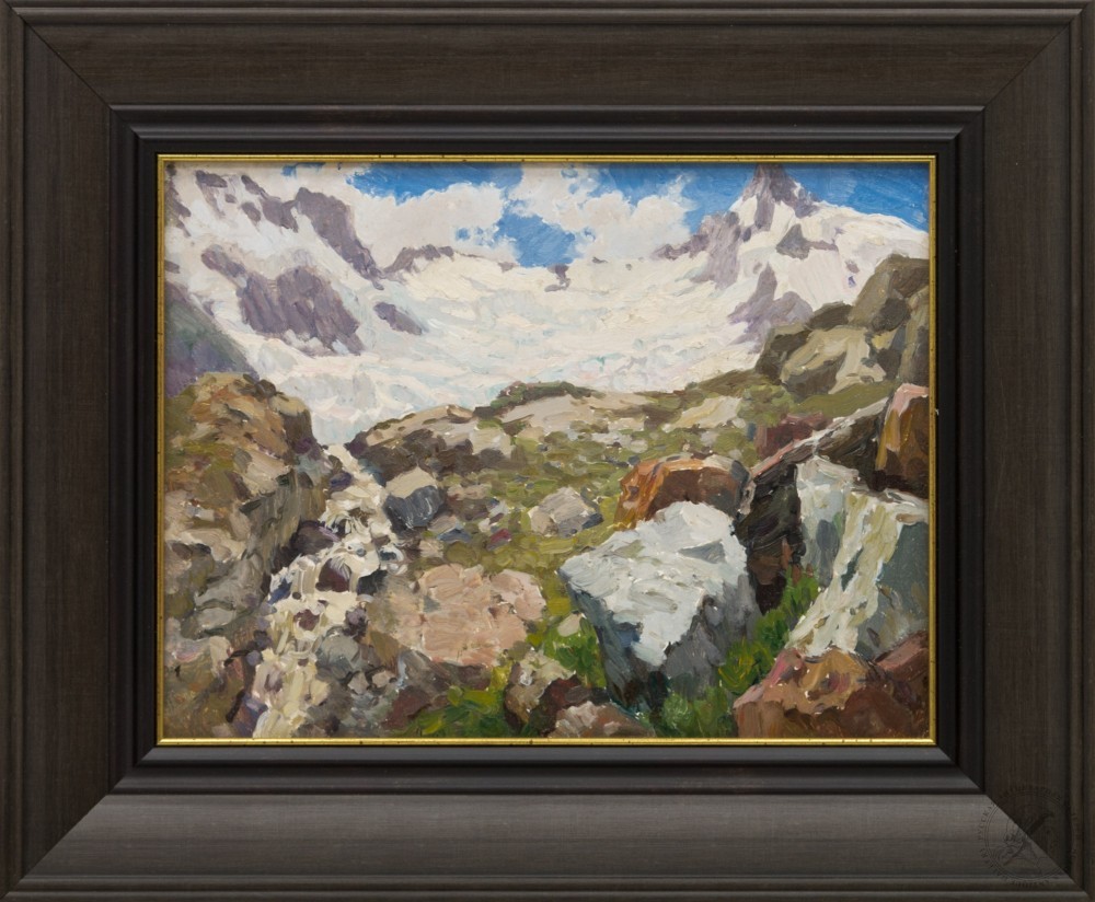 Картина «Река, вытекающая из ледника Алибек»
