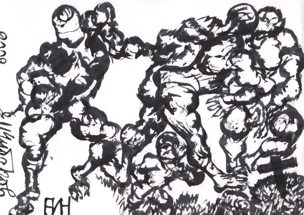 Рисунок  «Многофигурная композиция с борцами»