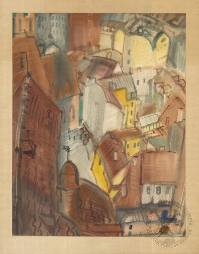 Рисунок «Рига с Собора Святого Петра. Тень башни» из цикла «Рига»