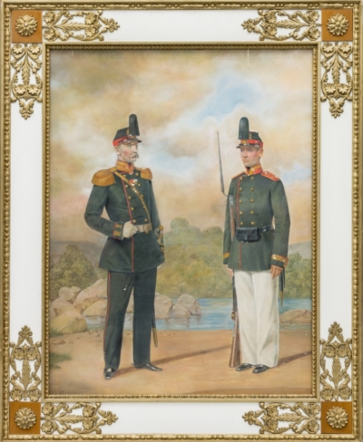 Рисунок с литографии «Обер-офицер резервных пехотных батальонов и рядовой крепостных полков»