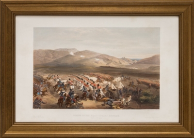 Литография «Атака бригады английской тяжёлой кавалерии во время первой фазы Балаклавского сражения»