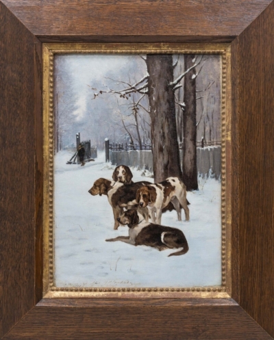 Картина «Собаки на снегу»