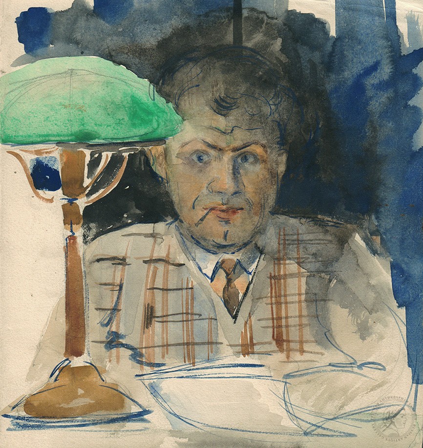 Портрет «Мужчина с сигаретой у зеленой лампы»