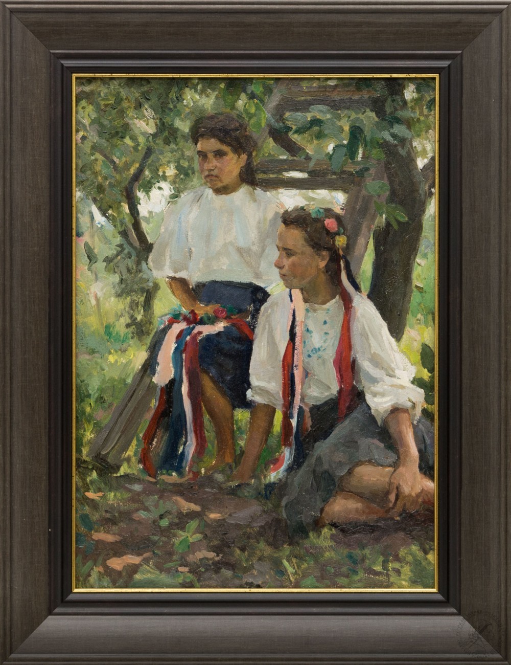 Картина «Мать и дочь в саду»