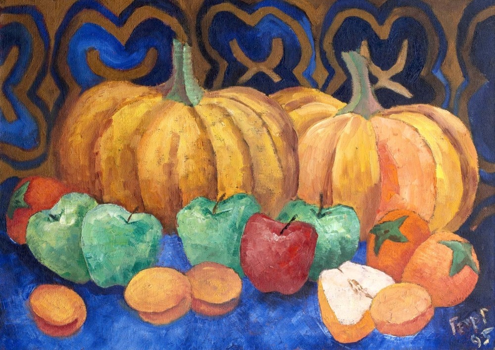 Картина «Натюрморт с тыквой, яблоками и хурмой»