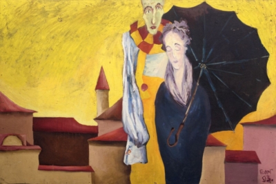 Картина «Арлекин и девушка с зонтиком»