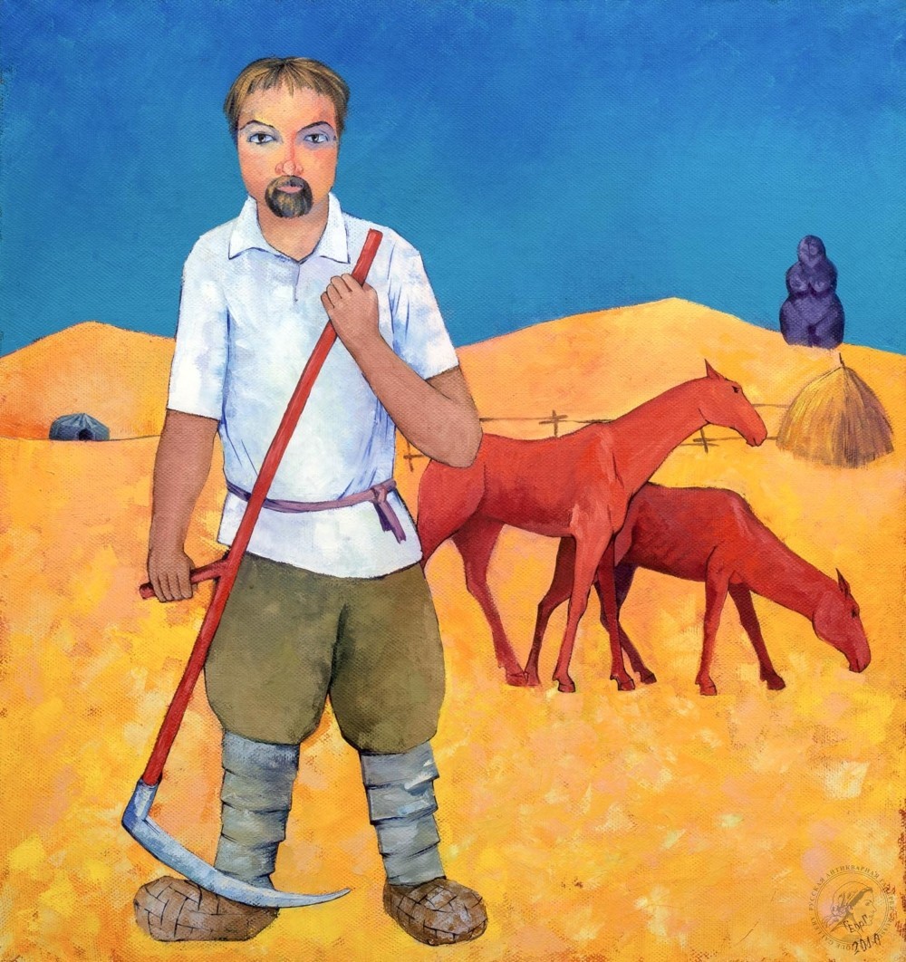 Картина «Косарь и красные кони»