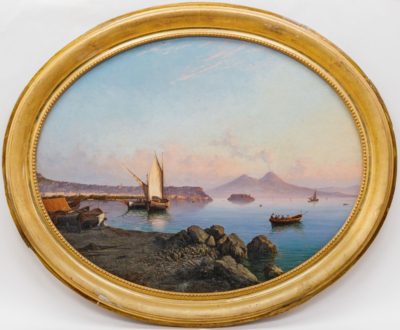 Картина «Вид на Неаполитанский залив с дымящимся Везувием»