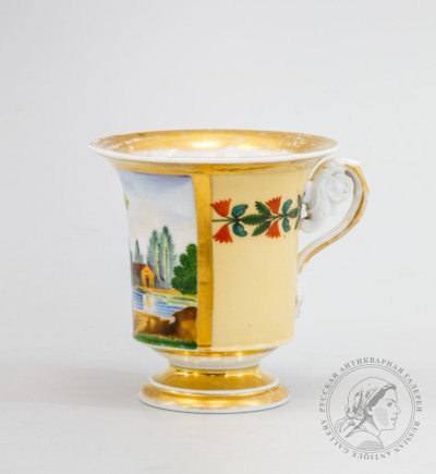 Фарфоровая чашка в стиле ампир «Прогулка вдоль озера» Гарднер