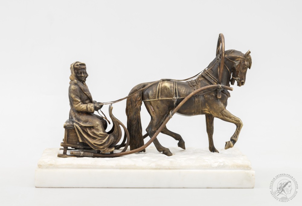 Статуэтка бронзовая «Граф А. Г. Орлов — Чесменский в санях, запряженных конем по имени «Барс»