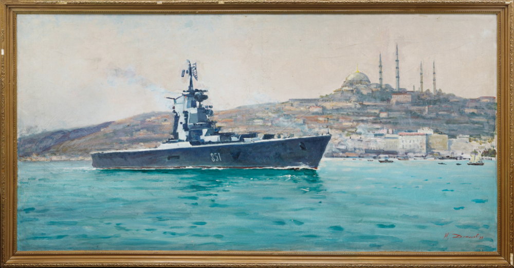 морская картина корабль город пейзаж купить картину маринистика