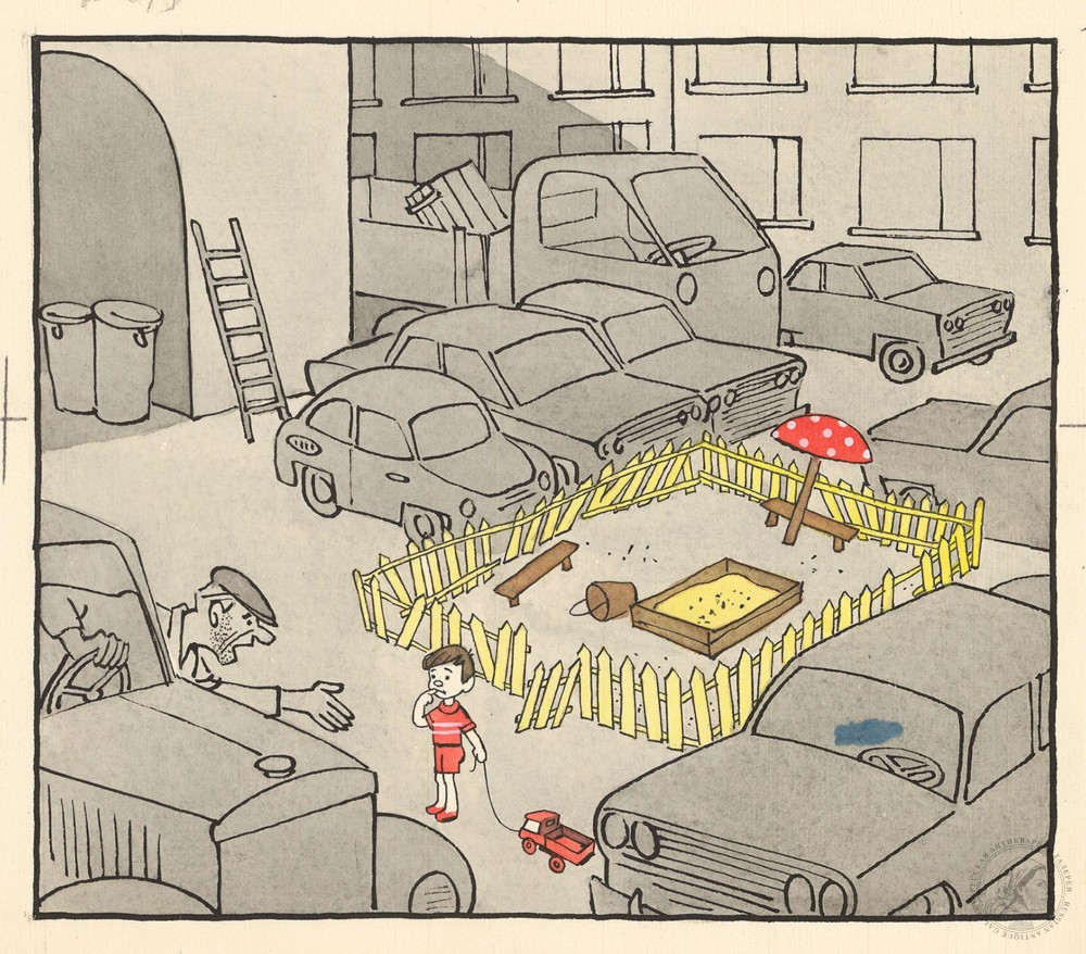 Карикатура «- Куда еще ты со своей машиной!»