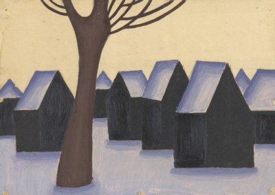 Картина  «Зимний пейзаж с деревом»