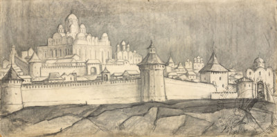Рисунок "Древний Псков" художник Шенгелия Л.А.