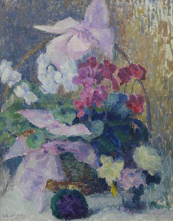 Картина «Натюрморт с цветами в корзине»