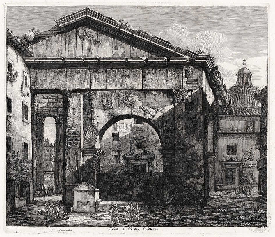 Гравюра «Портик Октавии» из серии «Римские древности — виды античного Рима» (1819 — 1823 гг.)
