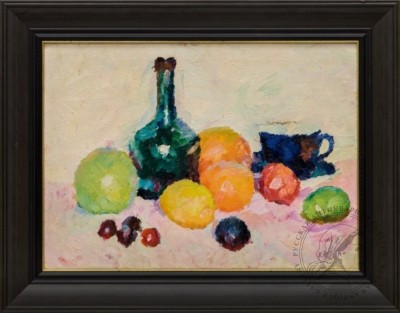 Картина «Натюрморт с фруктами и бутылкой вина»