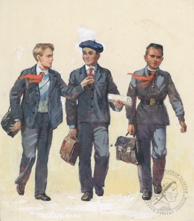 Рисунок «Три школьника». Иллюстрация к стихотворению С.В.Михалкова «Разговор с сыном»