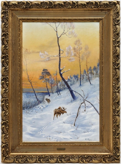 Картина «Лоси в заснеженном лесу»