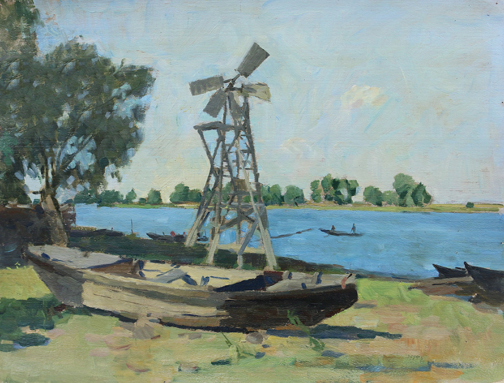 Картина «Ветряк и лодка. Село Полдневое»