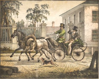 Литография «Барин в бричке»