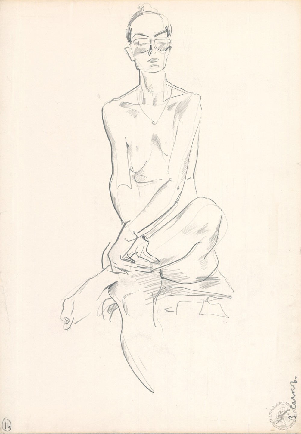 Рисунок «Сидящая обнаженная». №50 из серии «Обнаженные модели»